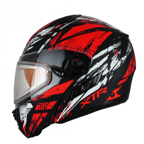Снегоходный шлем XTR MODE1 Tornado красный с электро стеклом