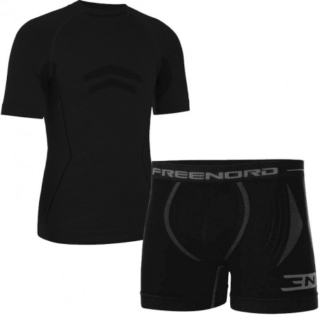 Комплект термобелья FREENORD MERINO TECH (кофта короткий рукав +шорты), черный