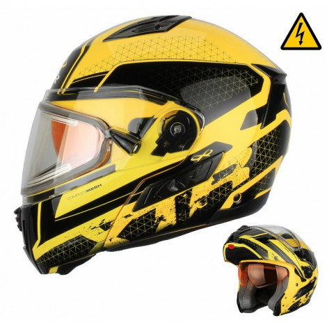 Снегоходный шлем XTR, модуляр с электростеклом MODE1 желтый